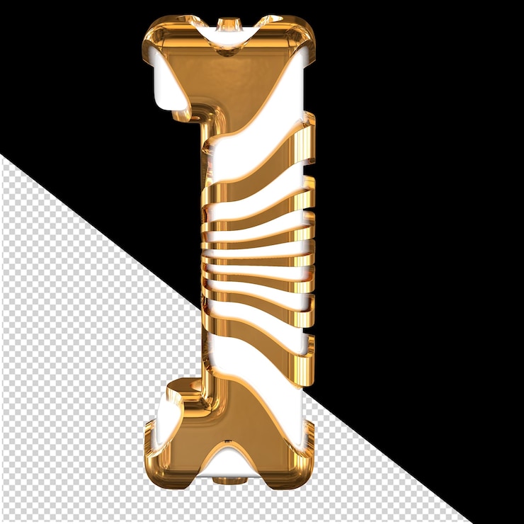 PSD symbole 3d blanc avec sangles dorées