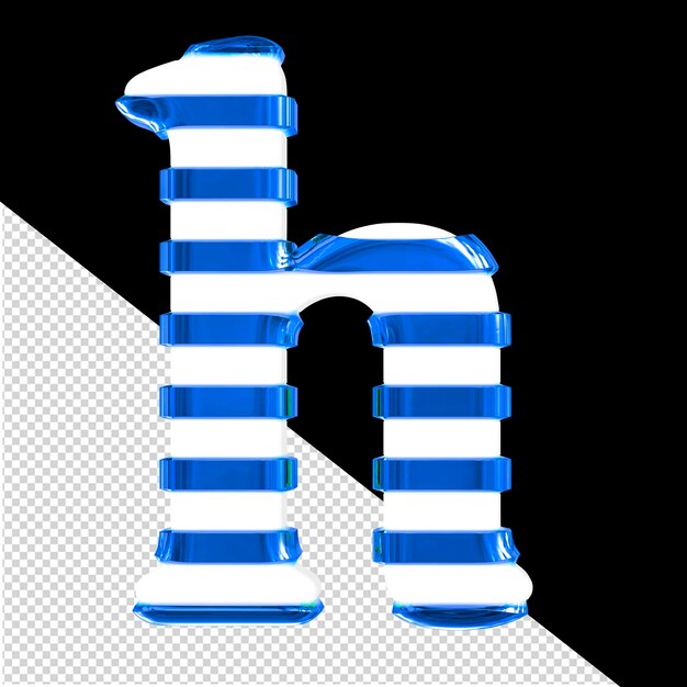 PSD symbole 3d blanc avec des sangles horizontales bleues minces lettre h