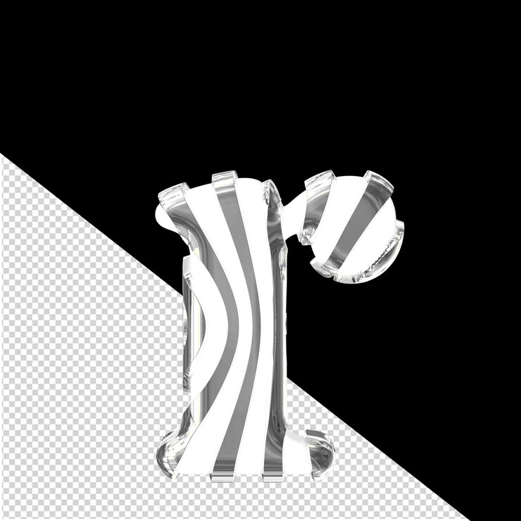 PSD symbole 3d blanc avec des sangles minces argentées lettre f