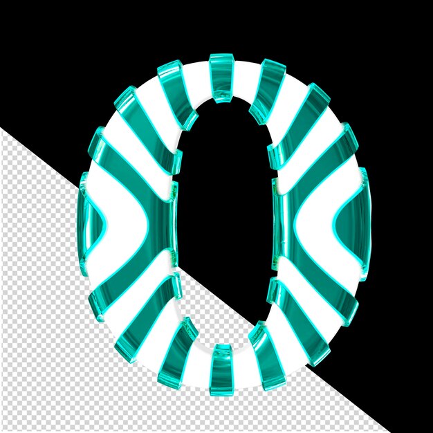 PSD symbole 3d blanc avec des sangles minces turquoises lettre o