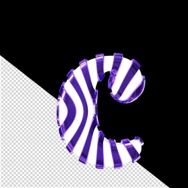 PSD symbole 3d blanc avec des sangles minces violettes foncées lettre c
