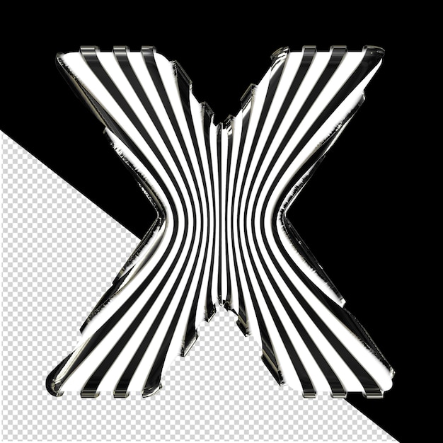PSD symbole 3d blanc avec des sangles noires ultra minces lettre x