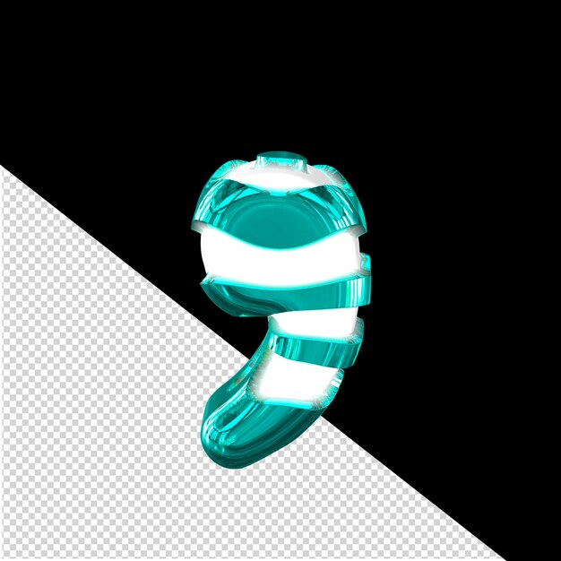 PSD symbole 3d blanc avec des sangles turquoises épaisses