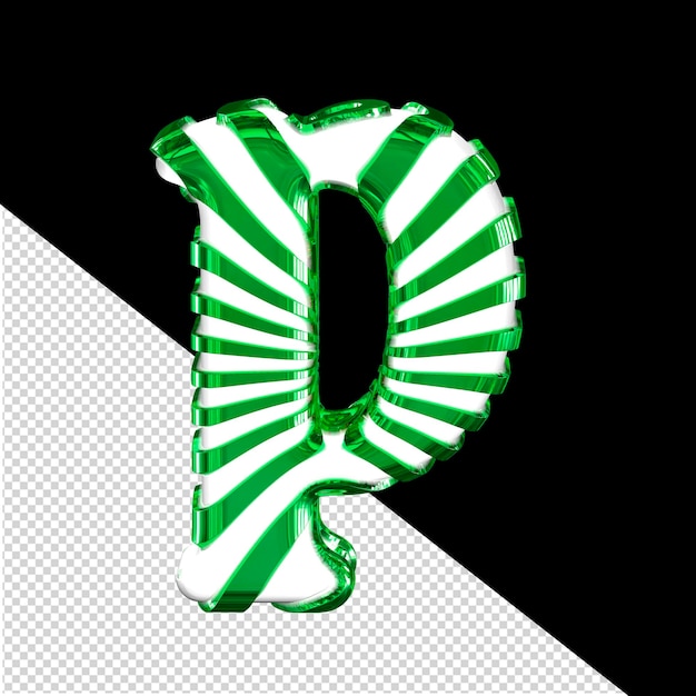 PSD symbole 3d blanc avec sangles vertes lettre p