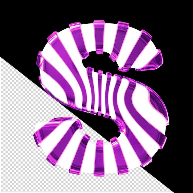 PSD symbole 3d blanc avec des sangles verticales minces violettes lettre s