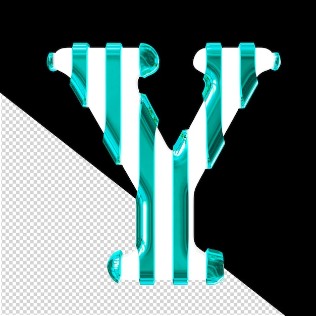 PSD symbole 3d blanc avec des sangles verticales turquoises minces lettre y