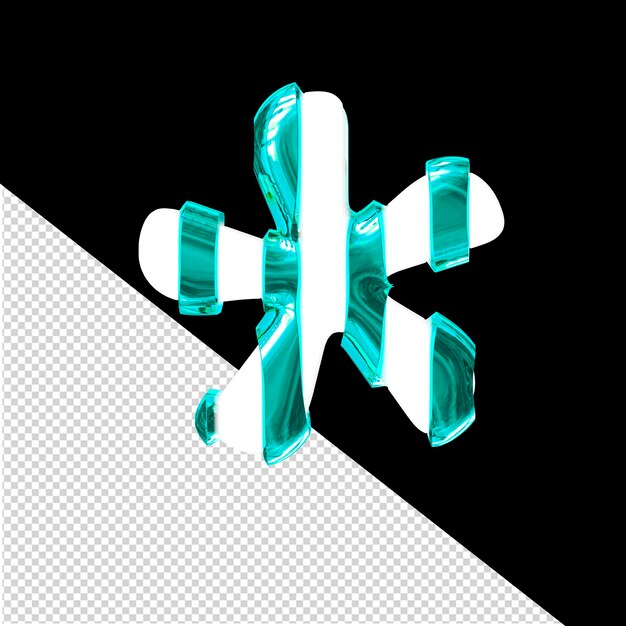 PSD symbole 3d blanc avec des sangles verticales turquoises minces