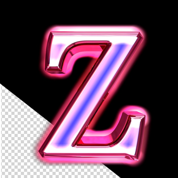 Symbole 3d bleu dans un cadre rose avec lettre z lumineuse
