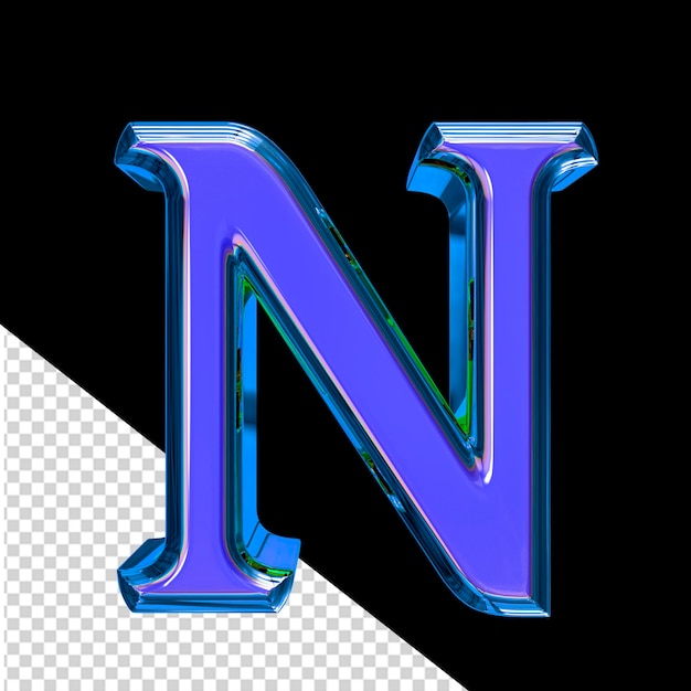Symbole 3D bleu dans une lettre de cadre bleu n