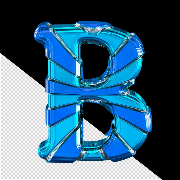 PSD symbole 3d bleu avec fines bretelles horizontales lettre b