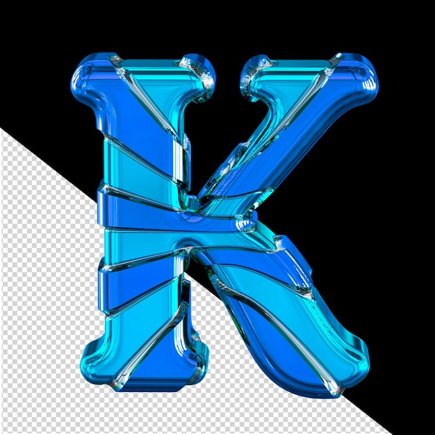 Symbole 3d bleu avec fines bretelles horizontales lettre k