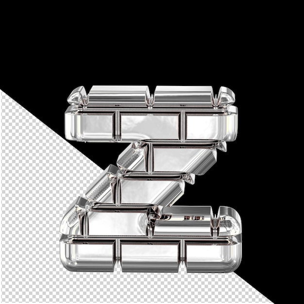 PSD symbole 3d en briques d'argent lettre z