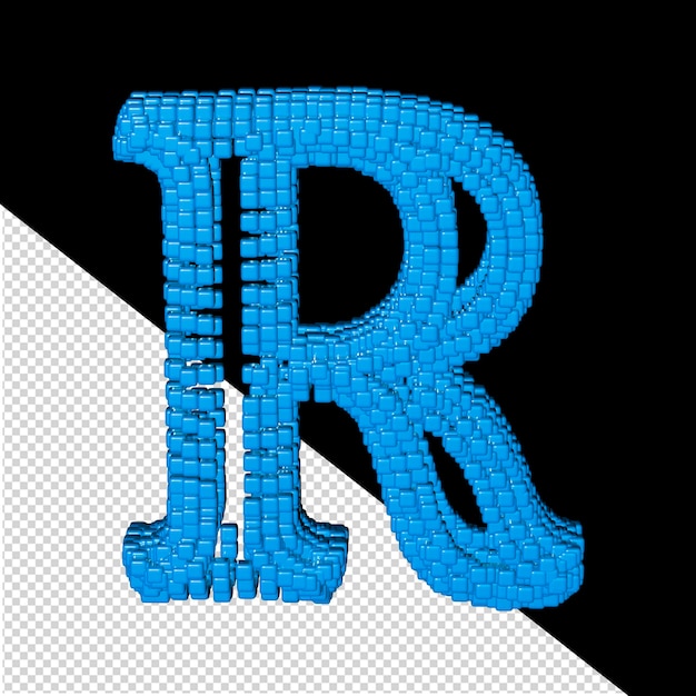 PSD symbole 3d composé de cubes bleus lettre r