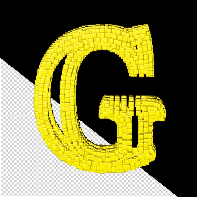Symbole 3D composé de cubes jaunes lettre g