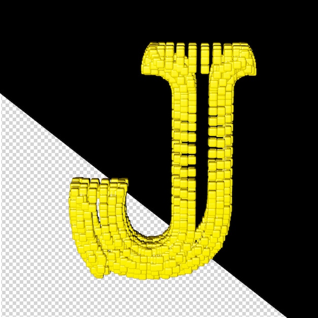 PSD symbole 3d composé de cubes jaunes lettre j