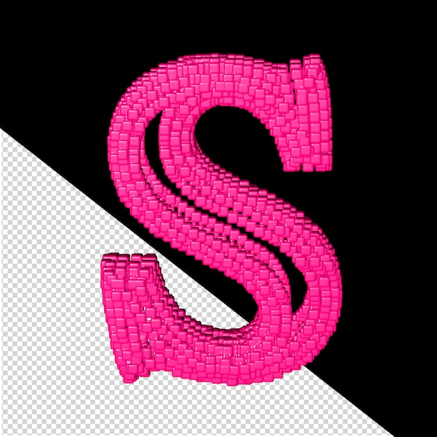 PSD symbole 3d composé de cubes roses lettre s