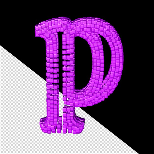 PSD symbole 3d composé de cubes violets lettre p