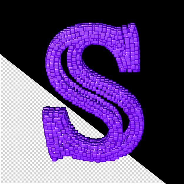 PSD symbole 3d composé de cubes violets lettre s