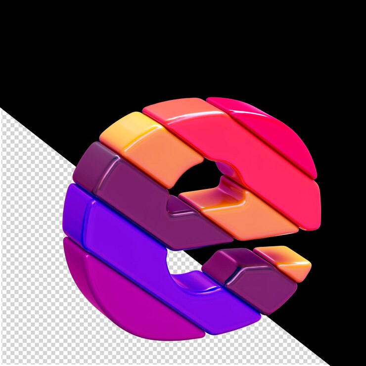 PSD symbole 3d couleur composé de blocs diagonaux lettre e