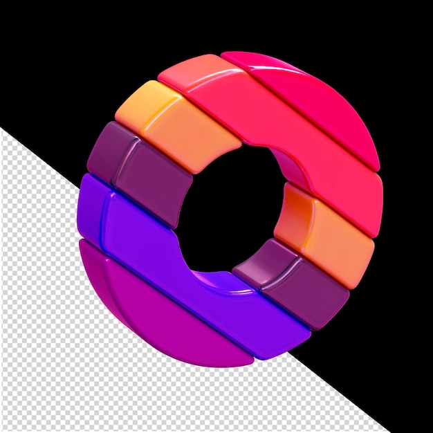 Symbole 3d couleur composé de blocs diagonaux lettre o