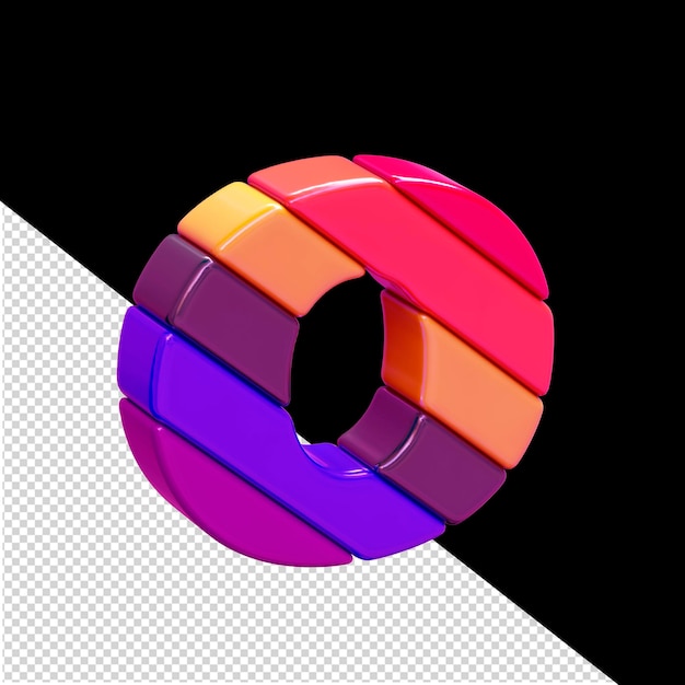 PSD symbole 3d couleur composé de blocs diagonaux lettre o