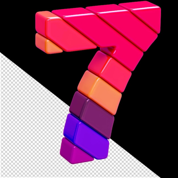 Symbole 3d couleur composé de blocs diagonaux numéro 7