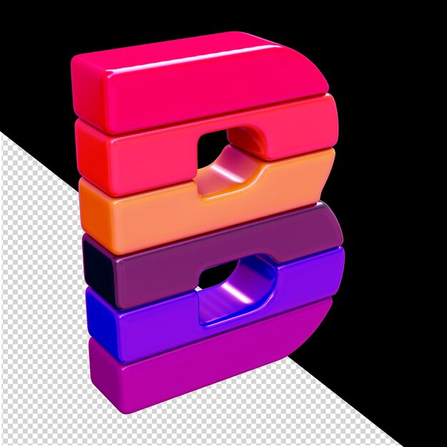 PSD symbole 3d couleur composé de blocs horizontaux lettre b