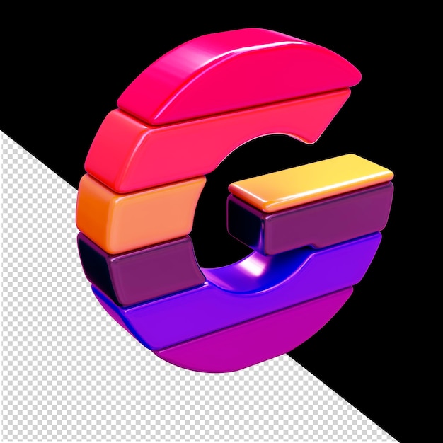 PSD symbole 3d couleur composé de blocs horizontaux lettre g