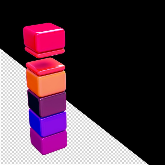 Symbole 3d couleur composé de blocs horizontaux lettre i