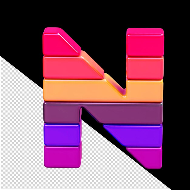 Symbole 3d couleur composé de blocs horizontaux lettre n