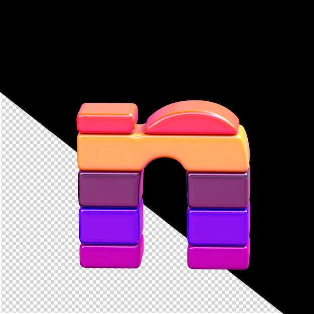 Symbole 3d couleur composé de blocs horizontaux lettre n