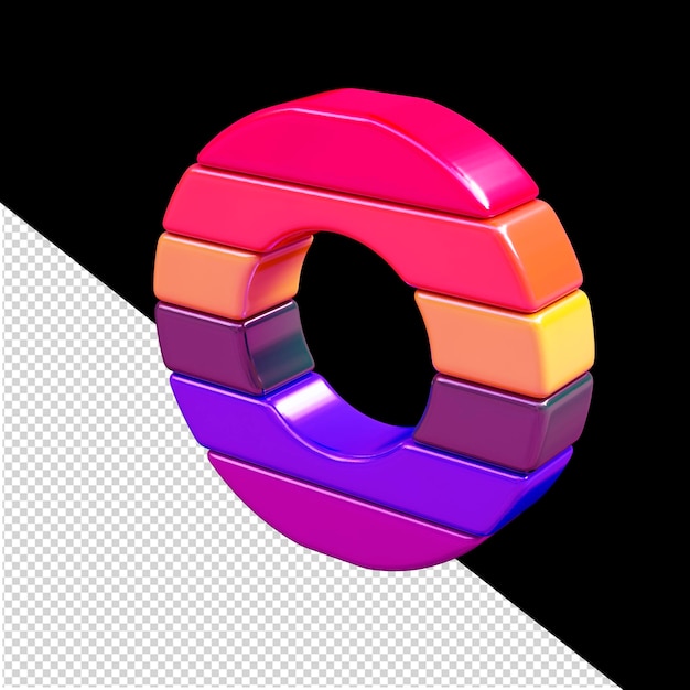 Symbole 3d couleur composé de blocs horizontaux lettre o
