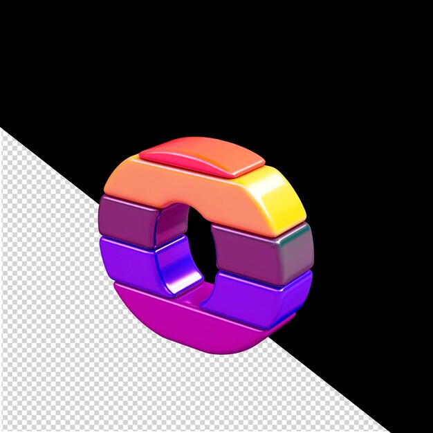 Symbole 3d couleur composé de blocs horizontaux lettre o