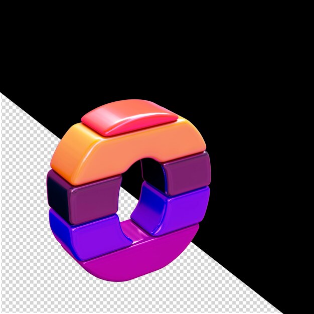 Symbole 3d couleur composé de blocs horizontaux lettre o