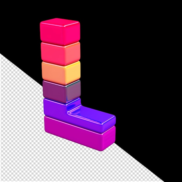 Symbole 3d Couleur Composé De Blocs Horizontaux Lettre L