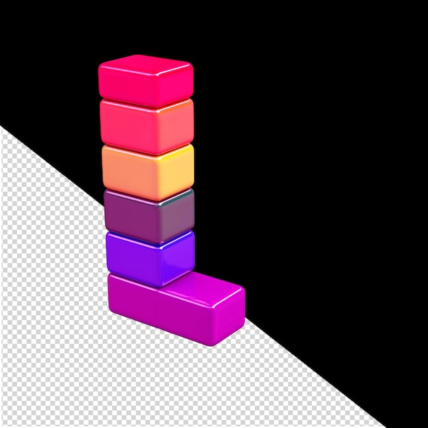 Symbole 3d couleur composé de blocs horizontaux lettre l