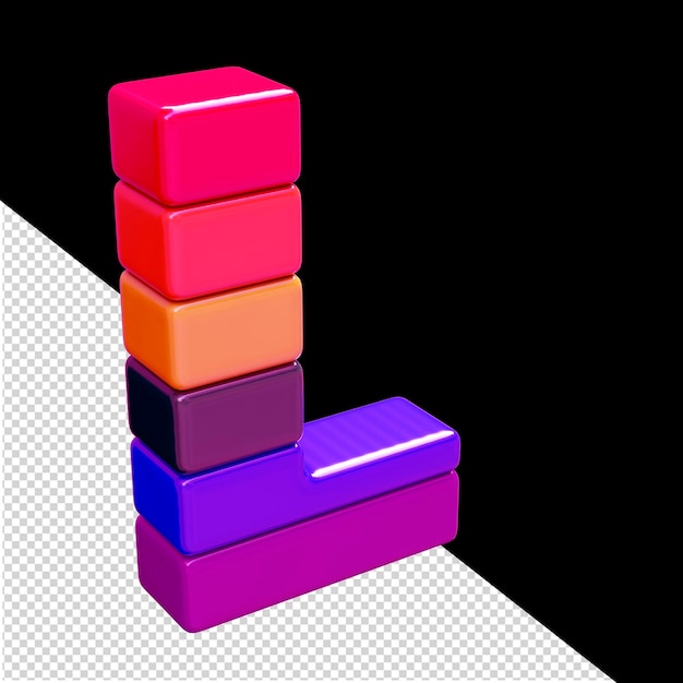 PSD symbole 3d couleur composé de blocs horizontaux lettre l