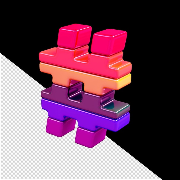 Symbole 3d couleur composé de blocs horizontaux