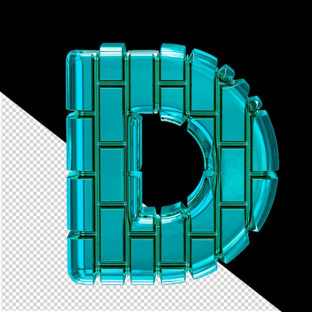 PSD symbole 3d fait de briques verticales turquoise lettre d