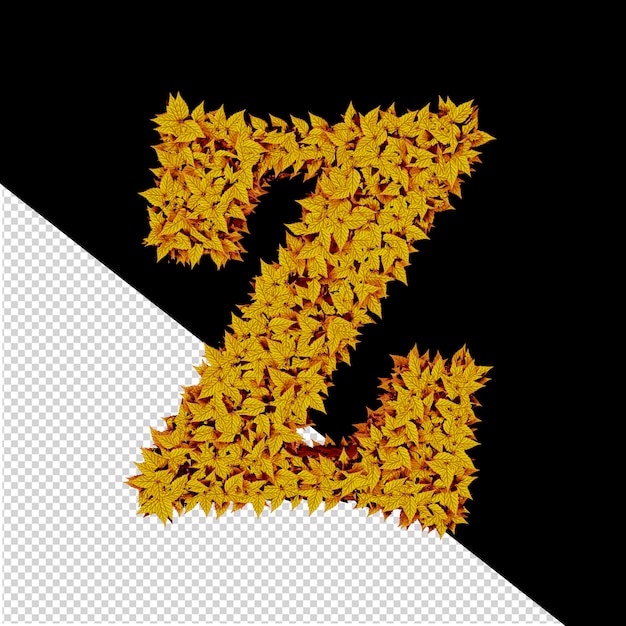PSD symbole 3d de feuilles jaunes lettre z