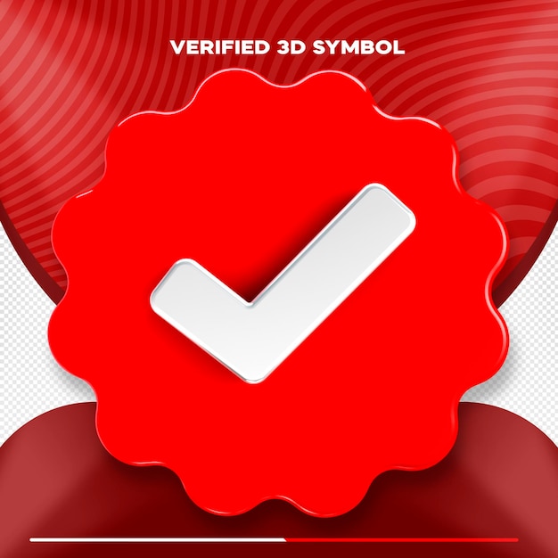 Le symbole 3D isolé des médias sociaux a vérifié l'icône a vérifié ok rouge et blanc