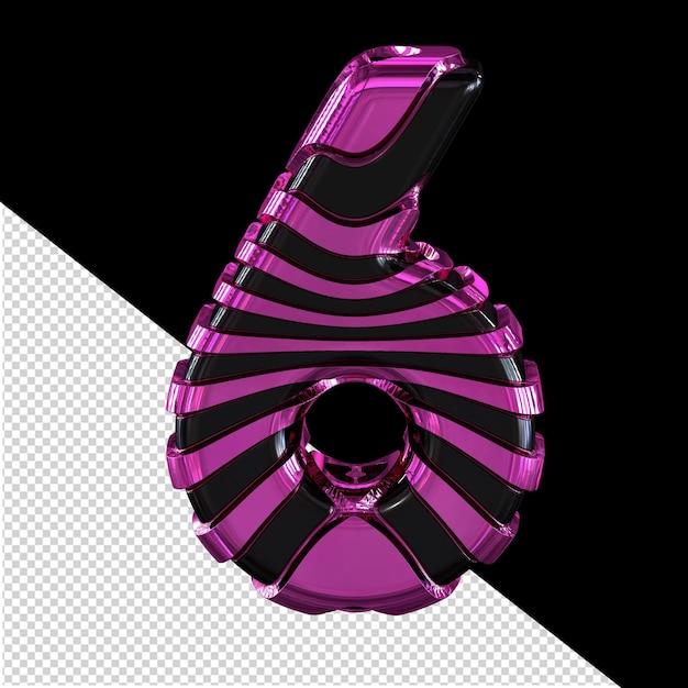 Symbole 3d Noir Avec Bretelles Violettes Numéro 6