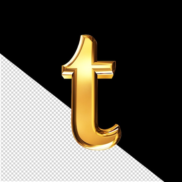 Symbole 3D en or avec la lettre biseautée t