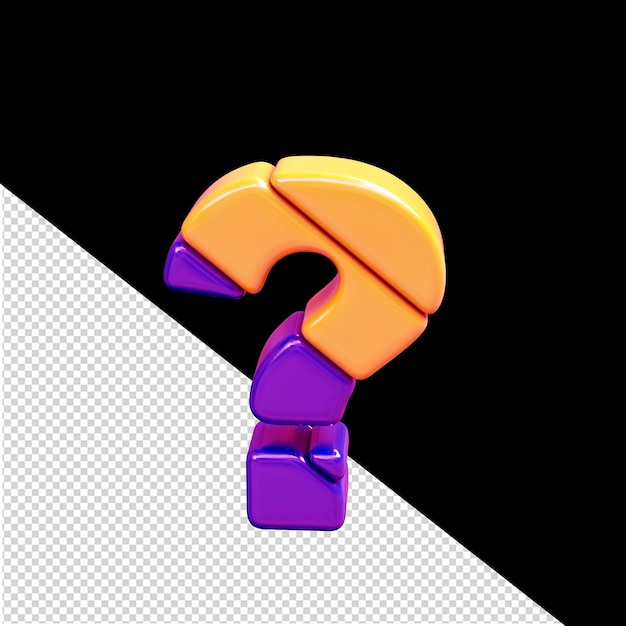 Symbole 3d en plastique orange et violet