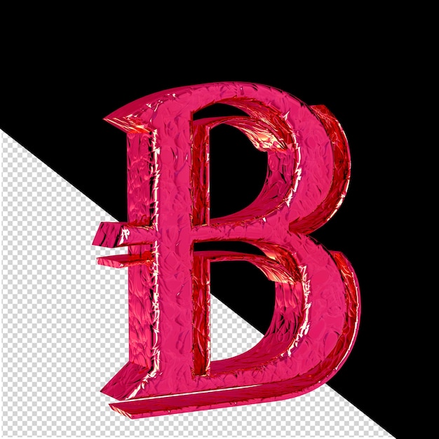 PSD symbole 3d rose cannelé vue côté gauche lettre b