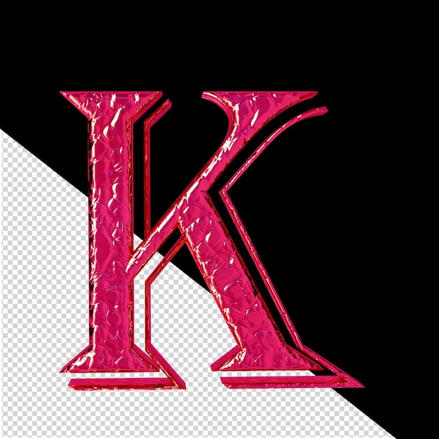 PSD symbole 3d rose cannelé vue de face lettre k