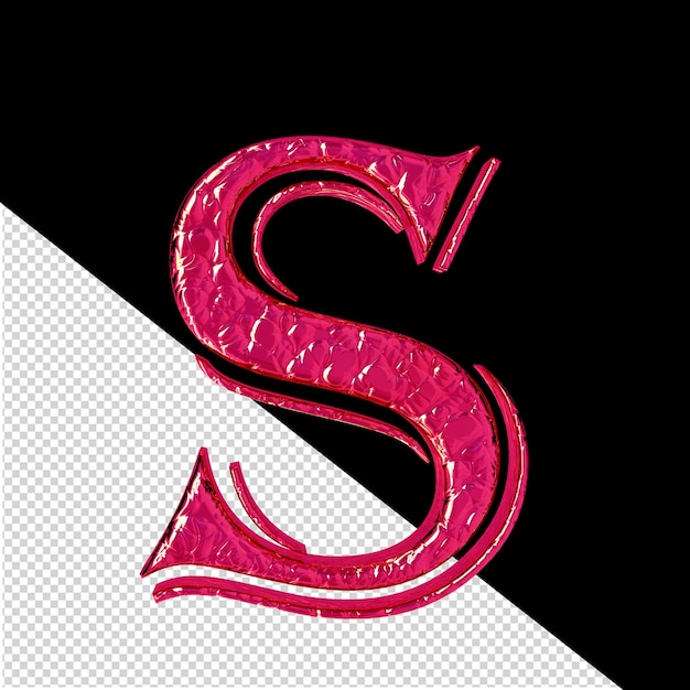 PSD symbole 3d rose cannelé vue de face lettre s