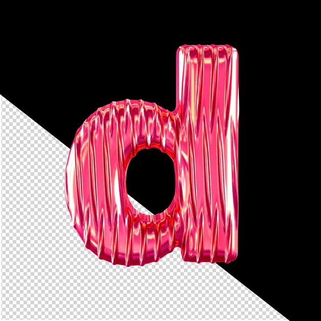 PSD symbole 3d rose avec lettre d de nervures verticales