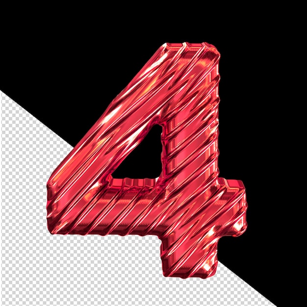 Symbole 3d rouge côtelé numéro 4