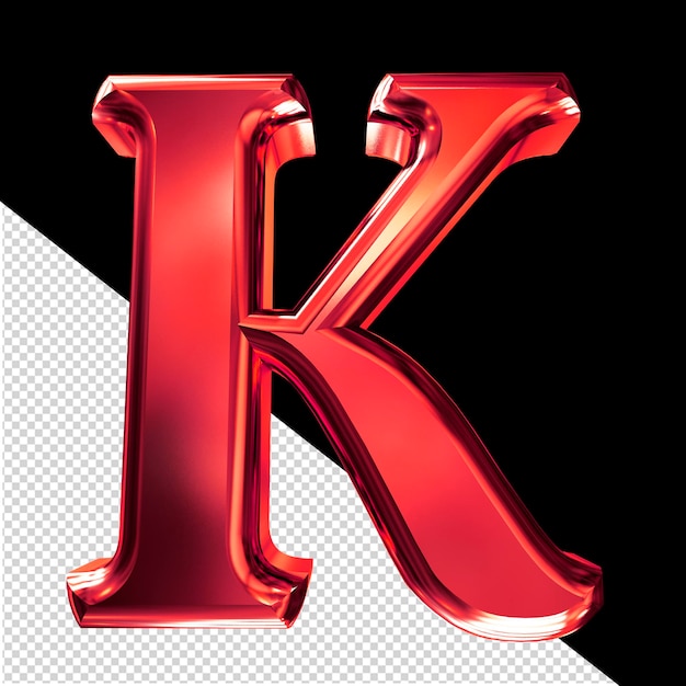 PSD symbole 3d rouge avec la lettre biseautée k